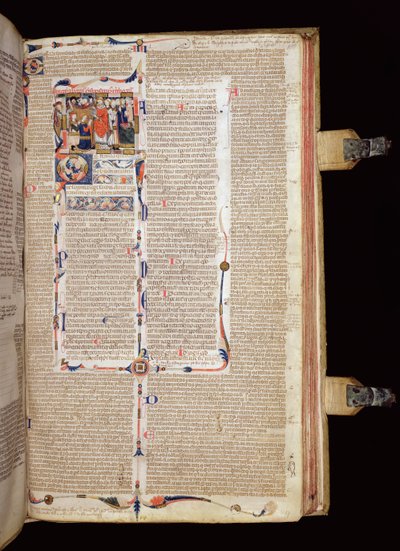 Ms McClean 136 f.188r Miniatur eines Priesters, der ein Brautpaar segnet, aus den Dekretalen von Gregor IX., Südfrankreich oder England, ca. 1300 (Goldblatt & Tempera auf Pergament) von The Jonathan Alexander Master